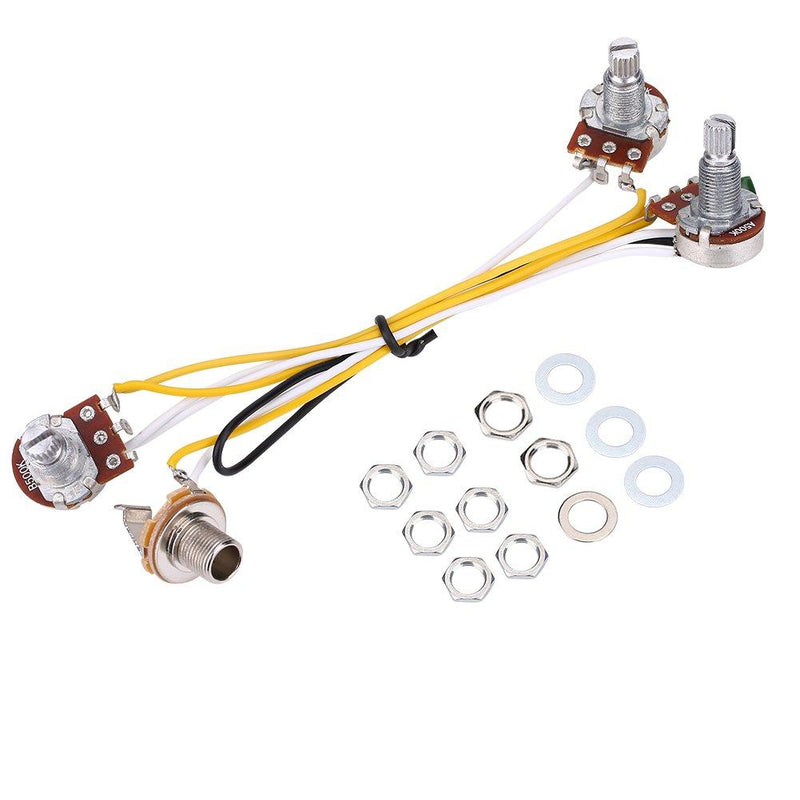 Guitar Wiring Hareness Kits, Electric Guitar Wiring Harness Kit Replacement Guitar Wiring Hareness 500K Pots Control Knobs 3-Way Switch with Jack Wiring Harness Kit for JB Electirc Guitar Bass