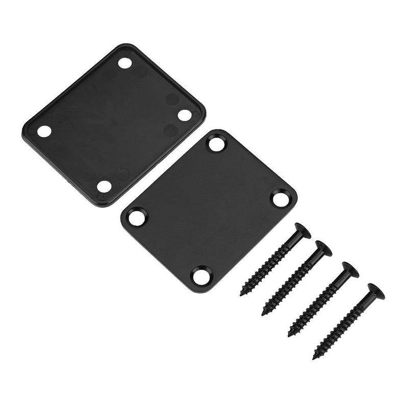 Dilwe Guitar Neck Plate with Screws, Reinforced Steel Alloy Neck Plate for Electric Guitar Bass Black