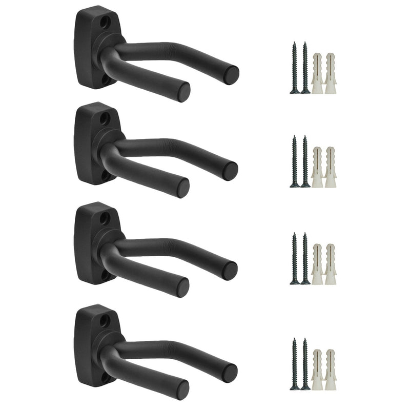 4 Pack Guitar Hanger Hook Holder Wall Mount Display Acoustic Guitar Stand Ukulele Bass Mandolin Banjo Wall Mounts Hangers Black 4+0