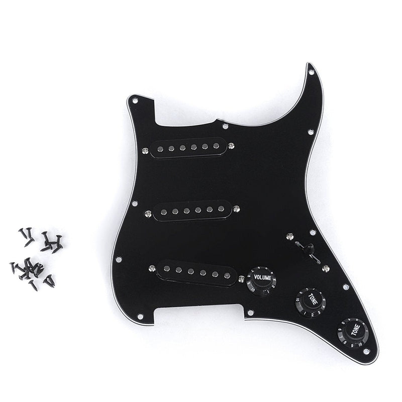 Musiclily Pro SSS 11 Hole Loaded Prewired Guitar Stratocaster Pickguard with Single Coil Pickups Set for Strat Style, 3Ply Black