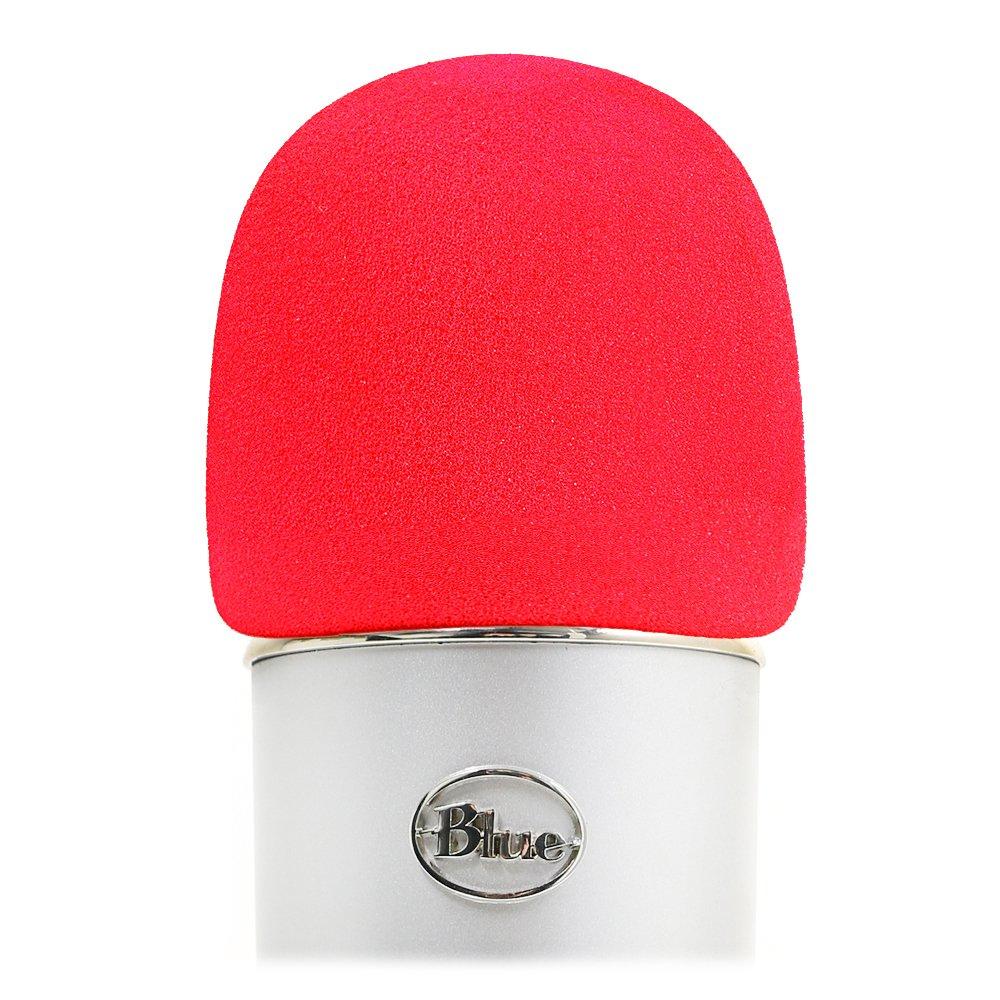 YOUSHARES Foam Microphone Windscreen - Large Size Microphone Cover for Blue Yeti, Yeti Pro, MXL, Audio Technica and Other Large Microphones (Red) Red Foam