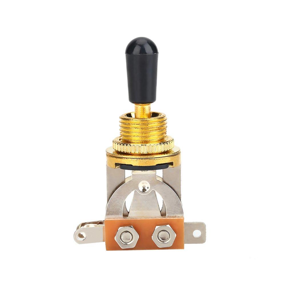 Guitar 3 Way Toggle Switch, Metal Pickup Selector Toggle Switch with Brass Tip Knob for LP Style Electric Guitar (Gold) Gold