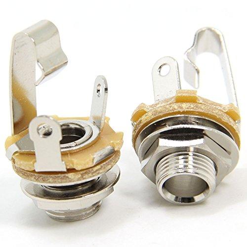 Ancable 2-Pack 1/4 Inch Female Guitar Input Jack-6,35mm TS Mono Panel Mount Socket with Washer and Nut Solder Type