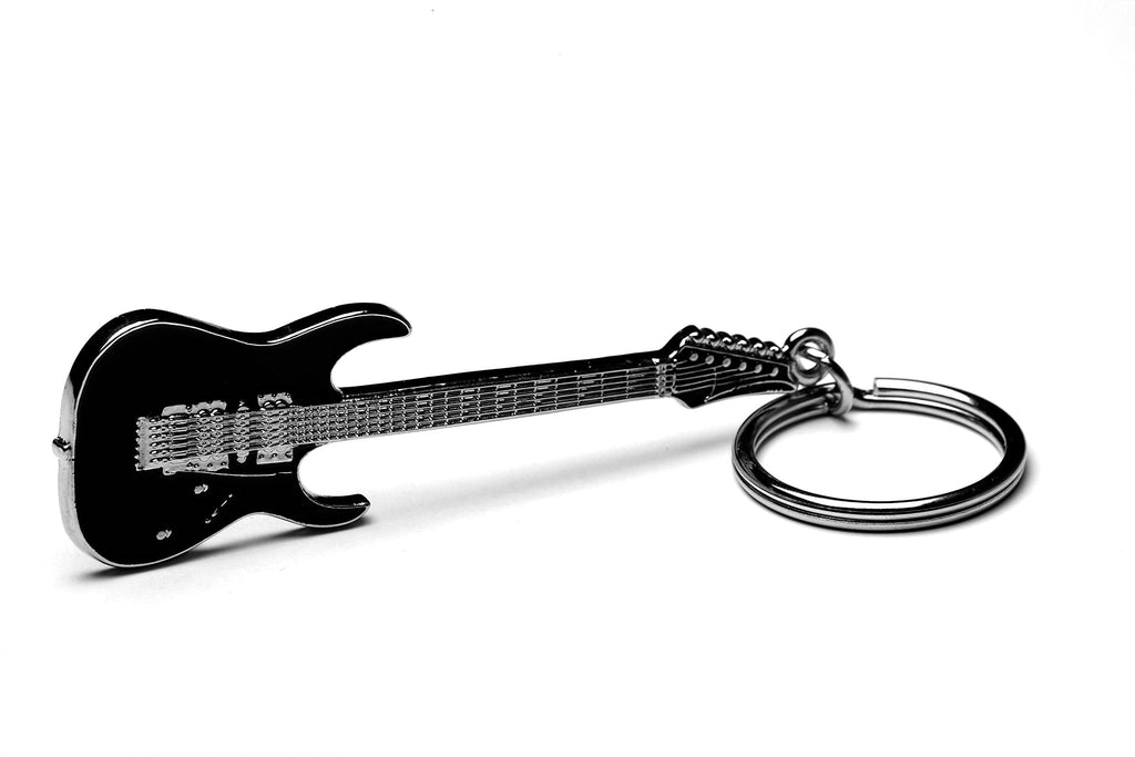 Ibanez Guitar Classic Rock Silver and Black Metal Keyring