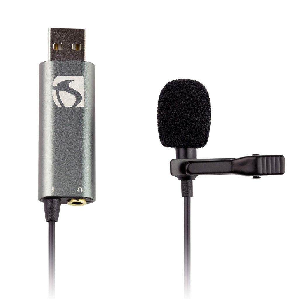 Industry Standard Sound ISSLM420H USB Lapel Clip On Microphone With Headphone Input USB Lapel Mic with Headphone Input