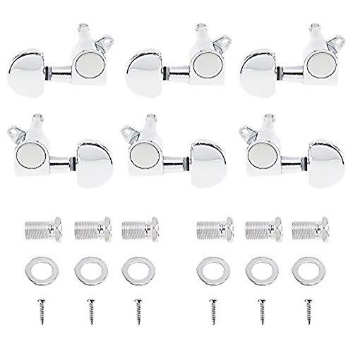 OriGlam 6pcs Guitar Tuning Pegs 3L3R Chrome Tuners Guitar Machine Heads for Folk Acoustic Electric Guitar, Tuner Guitar Parts Fender Replacement