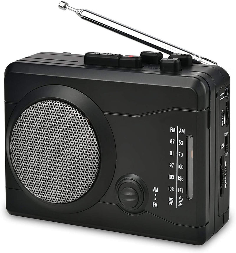 DIGITNOW! USB Cassette Player Personal Audio Recorder with Speaker, Radio Recording Cassette Tape to Digital MP3 Converter Black