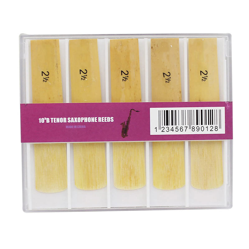 Dilwe 10Pcs Saxophone Bamboo Reeds, Strength 2.5 Reeds for Bb Tenor Sax Saxophone Accessories