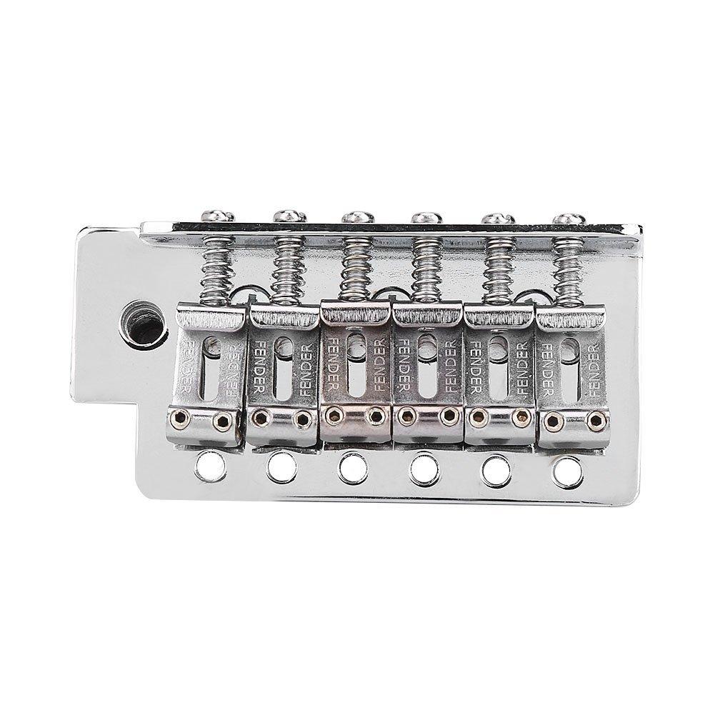 Dilwe Guitar Tremolo Bridge, Zinc Alloy 6 Strings Electric Guitar Tremolo Bridge Single Locking System with Bar for Fender Guitars