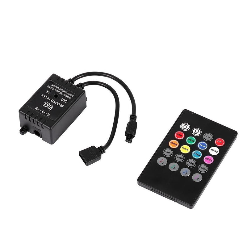 Portable LED Music Controller 20 Keys IR Remote Sound Sensor Controllers for RGB Flexible Color Changing Strip Lights with Sound Activation Function