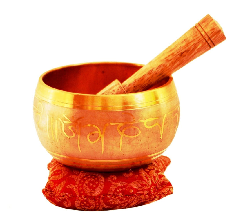 Purpledip Bell Metal Singing Bowl: Tibetan Buddhist Musical Instrument Set For Meditation, 4 inches (11317)