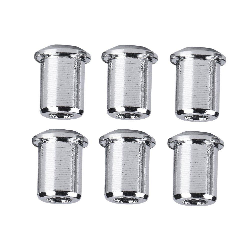 Dilwe 6Pcs Guitar Mounting Ferrules, Guitar String Caps Mounting Buckle Bushing Set for Electric guitar. Silver