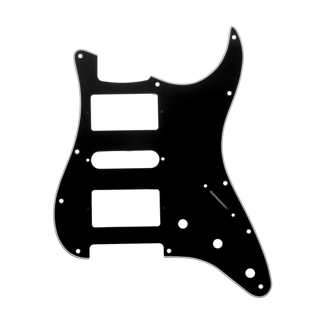 Musiclily Pro 11 Hole HSH Guitar Strat Pickguard Humbuckers for Fender American/Mexican Standard Stratocaster Modern Style, 3Ply Black