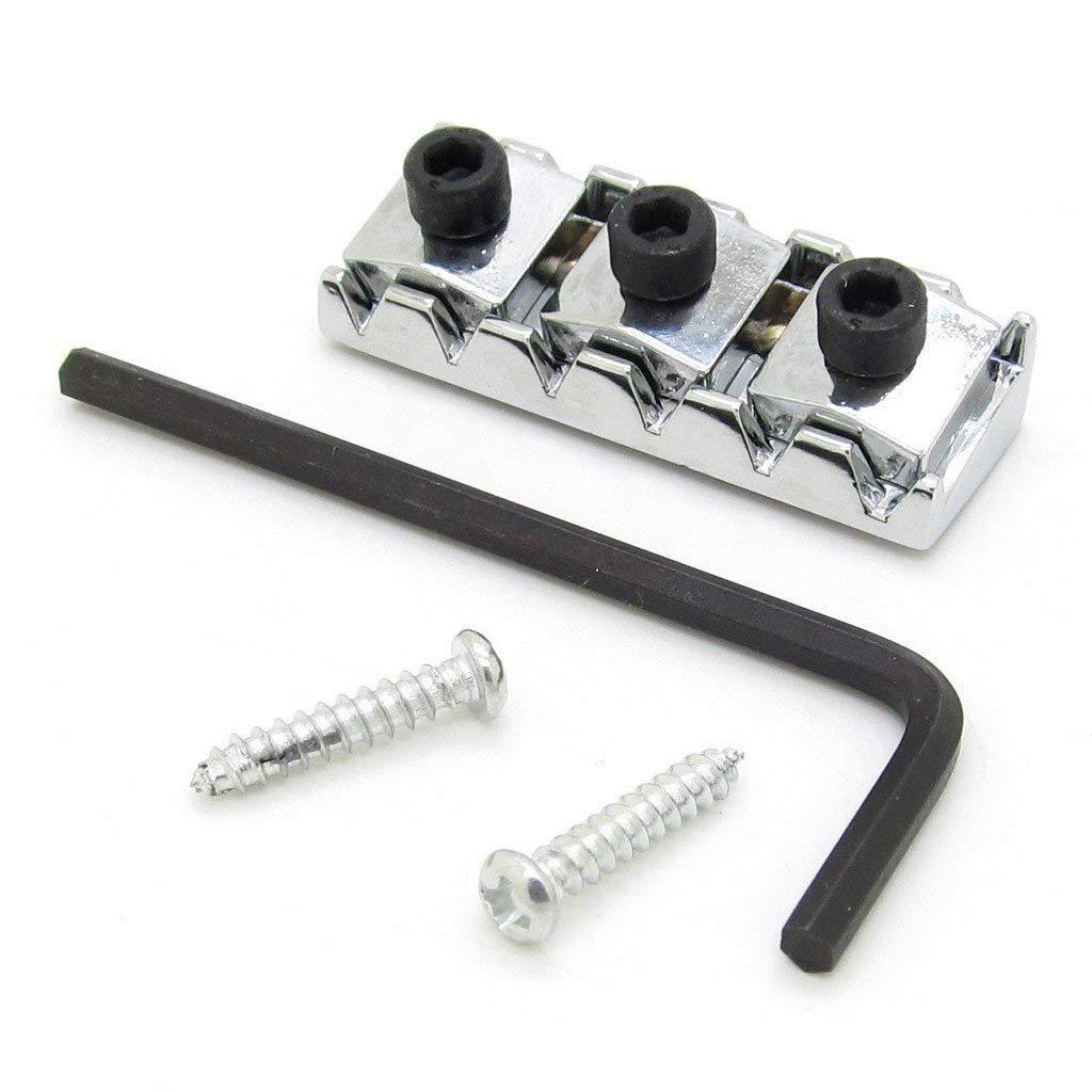 Pxyelec 1X Chrome 42mm Electric Guitar Locking Nut for Floyd Rose Tremolo Bridge silver