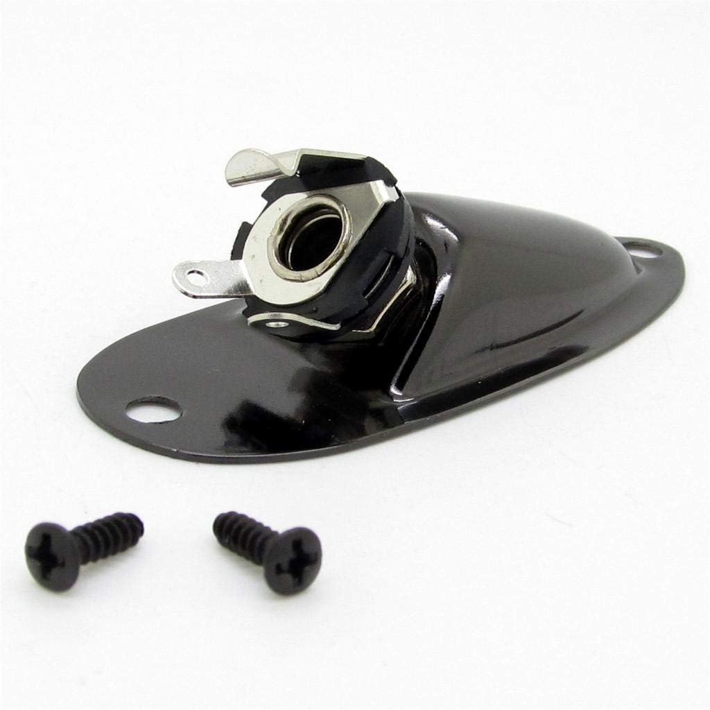 Pxyelec Black Boat Style 1/4inch Guitar Pickup Output Input Jack Plug Socket for FD Strat Guitar