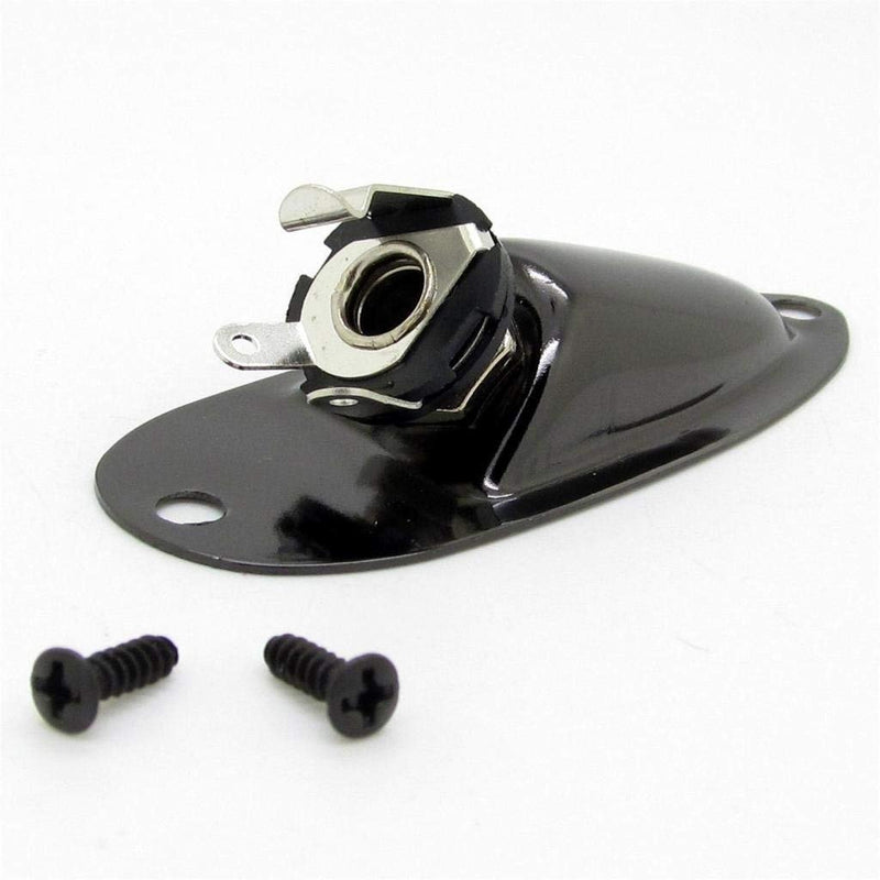 Pxyelec Black Boat Style 1/4inch Guitar Pickup Output Input Jack Plug Socket for FD Strat Guitar