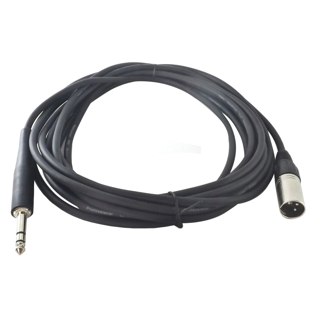 XLR to TRS Jack Microphone Cable - Male to Jack 20ft 6m - Balanced Mic Lead