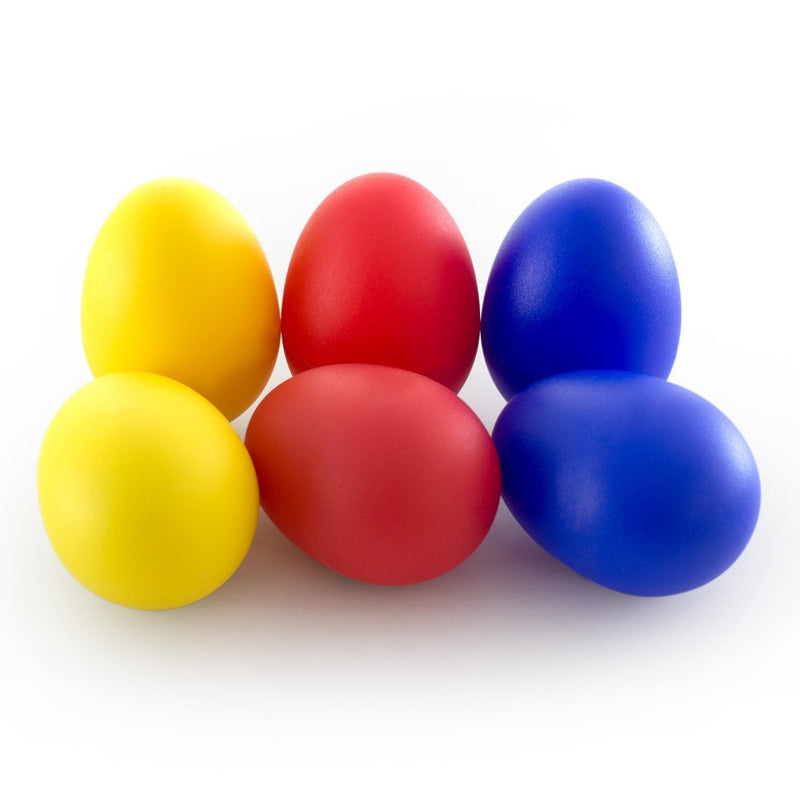 Tiger SHA-6-CL Egg Shakers Set of 6 Plastic Shakers Musical Percussion Instrument 2x Yellow, 2x Red, 2x Blue - Ideal for Primary Schools, Orchestras