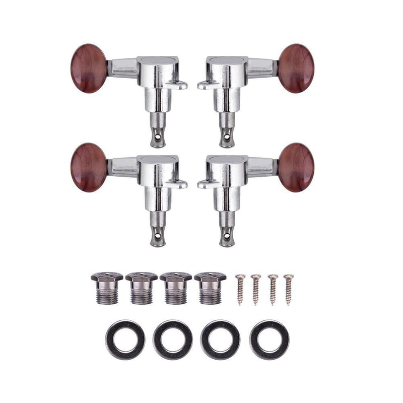 Ukulele String Tuning Pegs, 2L2R Silver Enclosed Locking Tuners Red Round Machine Heads for Ukulele 4 String Guitars