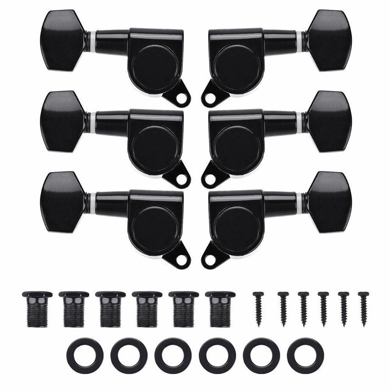 3L3R Guitar Tuning Pegs, Black Enclosed Locking Tuners Zinc Alloy Square Machine Heads …