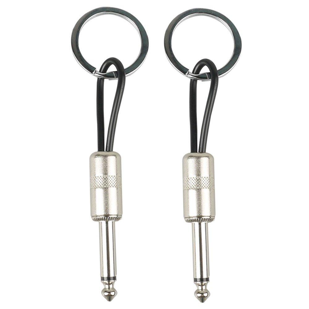 Mr.Power Guitar Audio Cable Plug Keychain Key Ring Metal Idea Musical Gift 2 Pcs (2 Silver) 2 Silver