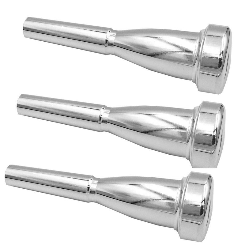 Missmore Pack of 3 Silver Trumpet Mouthpiece 3C 5C 7C Size Instrument Accessory for Bach