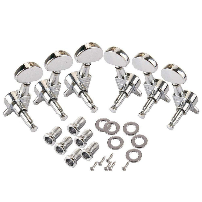Pxyelec 3L3R Chrome Guitar String Tuning Pegs Machine Heads Tunes Knobs Tuning Keys for Acoustic or Electric Guitar, Pack of 6