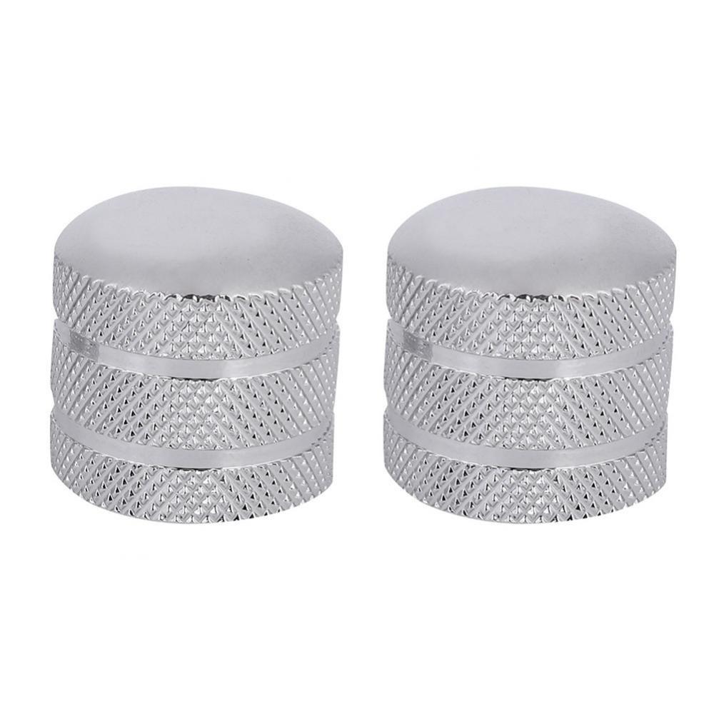 2Pcs Guitar Bass Dome Knobs, 6mm Metal Electric Guitar Bass Dome Knobs Potentiometer Cap Volume Tone (Silver)