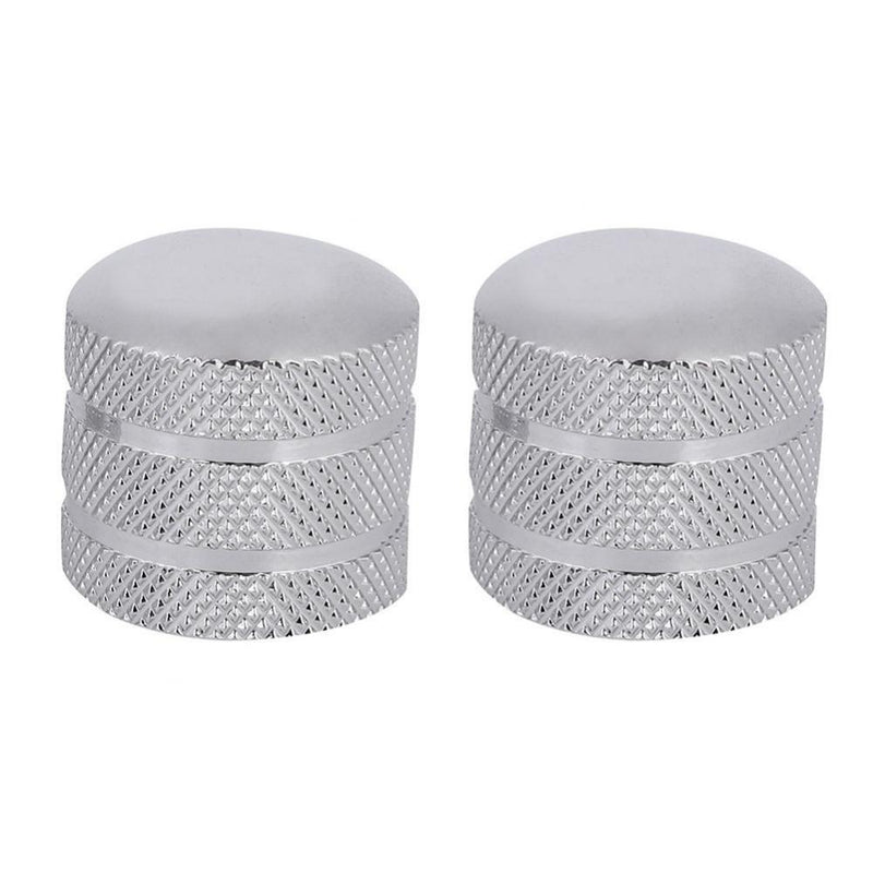 2Pcs Guitar Bass Dome Knobs, 6mm Metal Electric Guitar Bass Dome Knobs Potentiometer Cap Volume Tone (Silver)