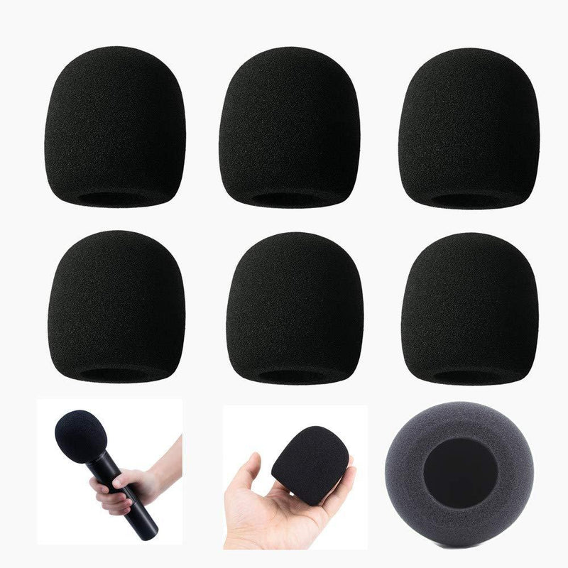 Microphone Cover, MeetRade 6 Pack Microphone Windscreen Foam Cover Mic Cover Audio Protector (Black) Black