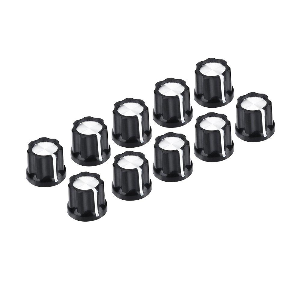 Tbest Volume Tone Knobs, 10Pcs Guitar Bass Volume Knob Durable Potentiometer Volume Tone Control Knobs Caps replacement for D Shaped Shaft Electric Guitar Bass