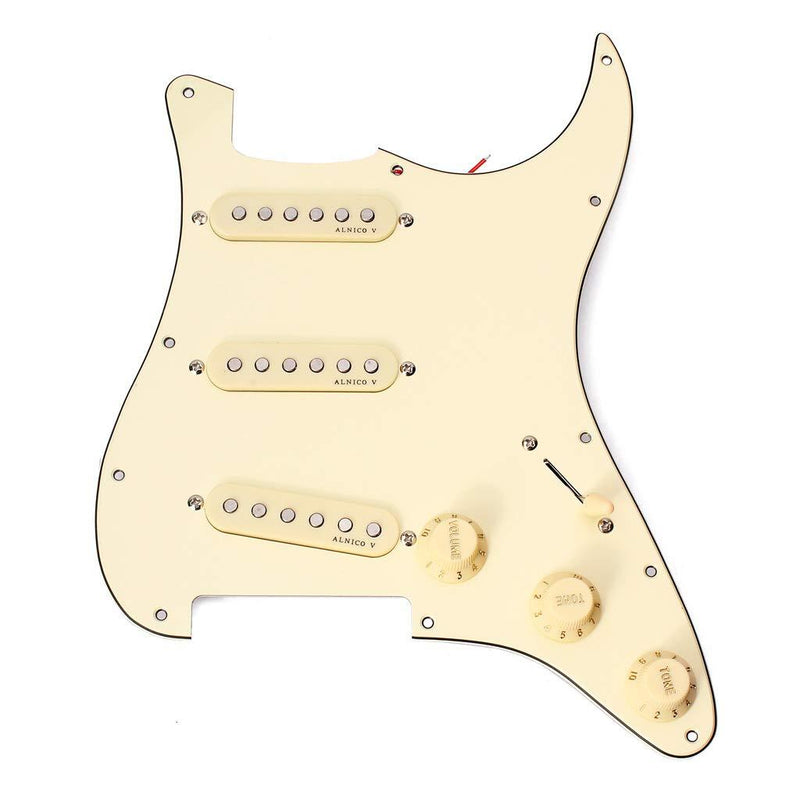 Alnicov SSS 3-Ply Prewired Loaded Pickguard Scratchplate Backplate with Alnico V Pickups Kit for Strat ST Electric Guitars Replacement Parts