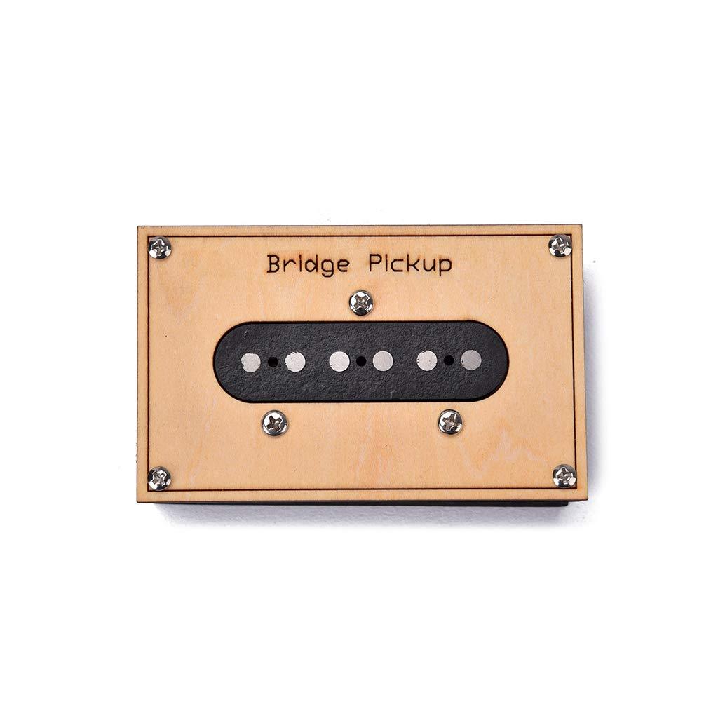 Alnicov Guitar Pickup Alnico V Single Coil Bridge Position with Wooden Box, Springs and mounting Screws for Electric Guitars - Black (Excellent Sounds)