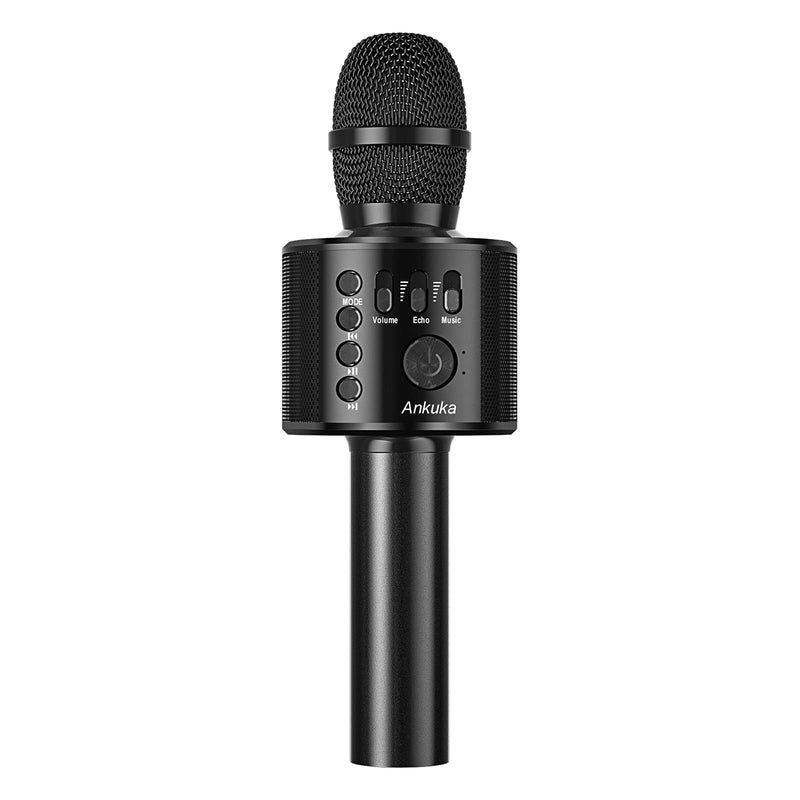 Ankuka Karaoke Wireless Microphones Speaker, 4 in 1 Handheld Portable Bluetooth Home KTV Player, Superior Audio Quality for Singing & Recording, Compatible with Android & iOS (Black) Black