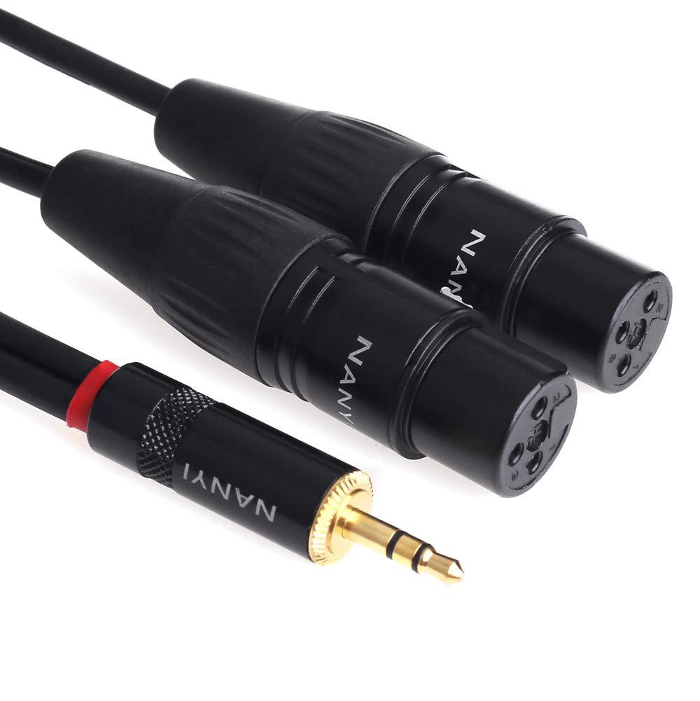 XLR Splitter Cable, NANYI- Microphone Cable XLR to XLR Patch Cables, 3-Pin XLR Male to Dual XLR Female Y Cable Adaptor mic Cable DMX Cable Patch Cords with Oxygen-Free Copper, (0.5 Meters /1.6Feet) 3.5 To 2XLR Female-0.5 Meters /1.6Feet