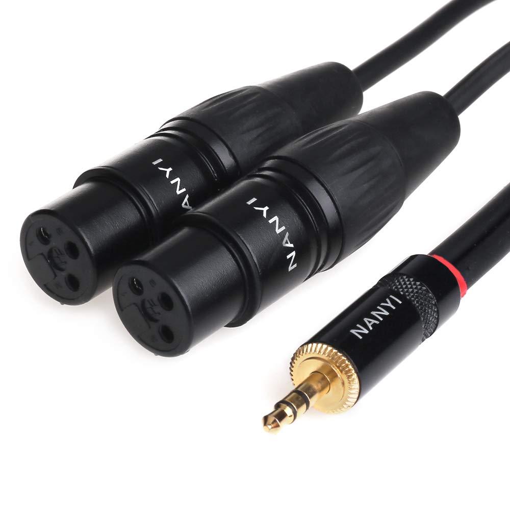 NANYI XLR 3.5mm Female Splitter Cables, TRS Stereo Male to Two XLR Female Interconnect Audio Microphone Cable, Y Splitter Adapter Cable (1.5 Meters /5Feet)