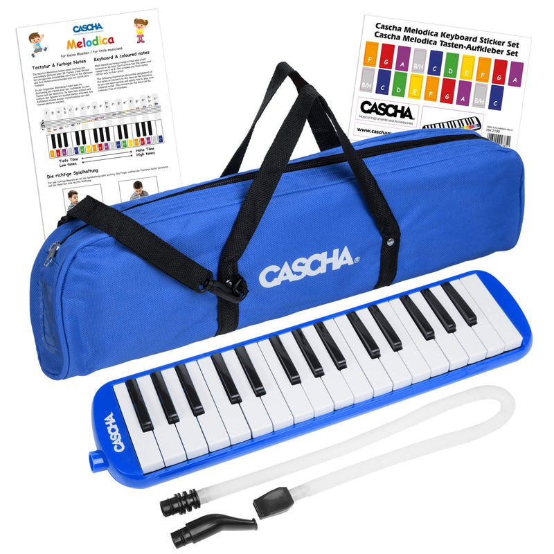 CASCHA Melodica with bag and mouthpiece, instrument for children and beginners, blue