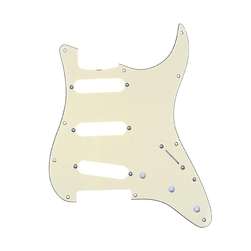 Musiclily Pro 11-Hole 60s 64 Vintage Style Strat SSS Pickguard for American Stratocaster Guitar, 3Ply Cream