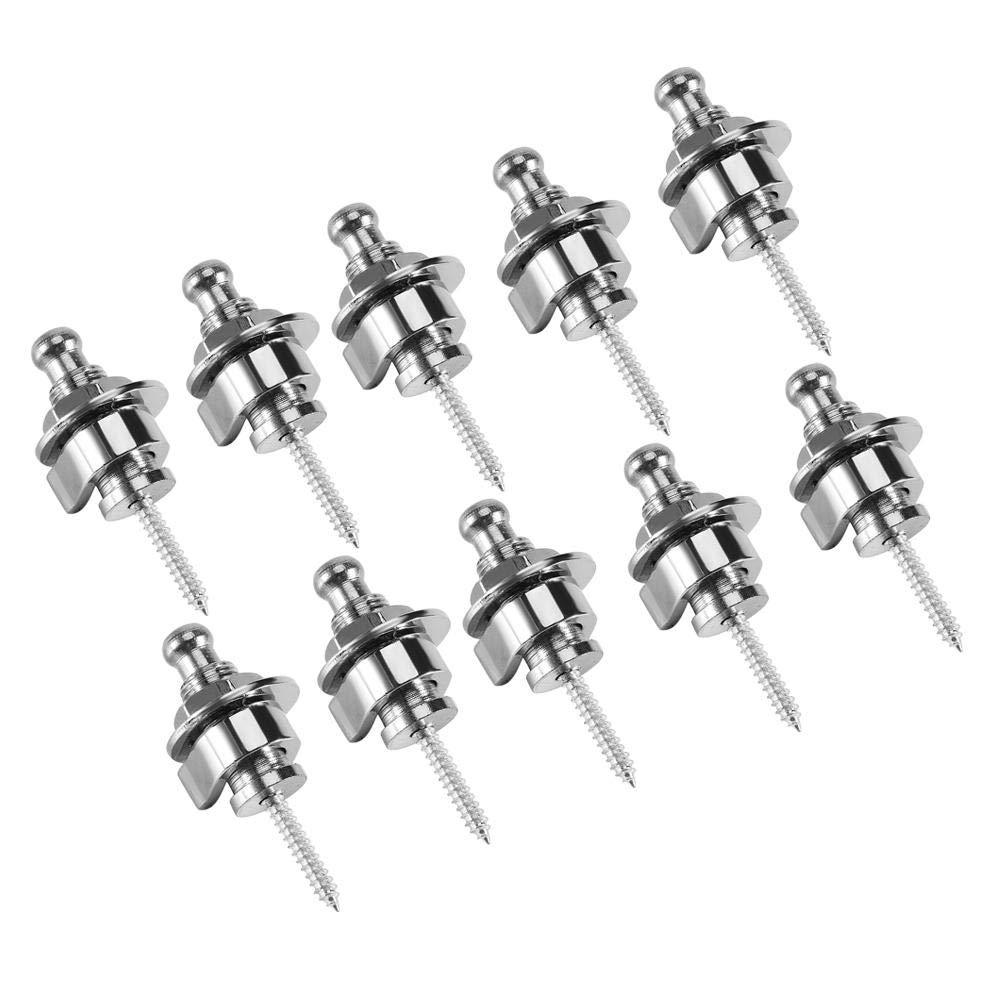 Silver Schaller Strap Locks,Guitar Strap Locks Buttons 10pcs/Bag Schaller Security Strap Locks Metal Guitar Strap Buttons Quick Release Security Straplocks Antiskid Strap Retainer System Silver