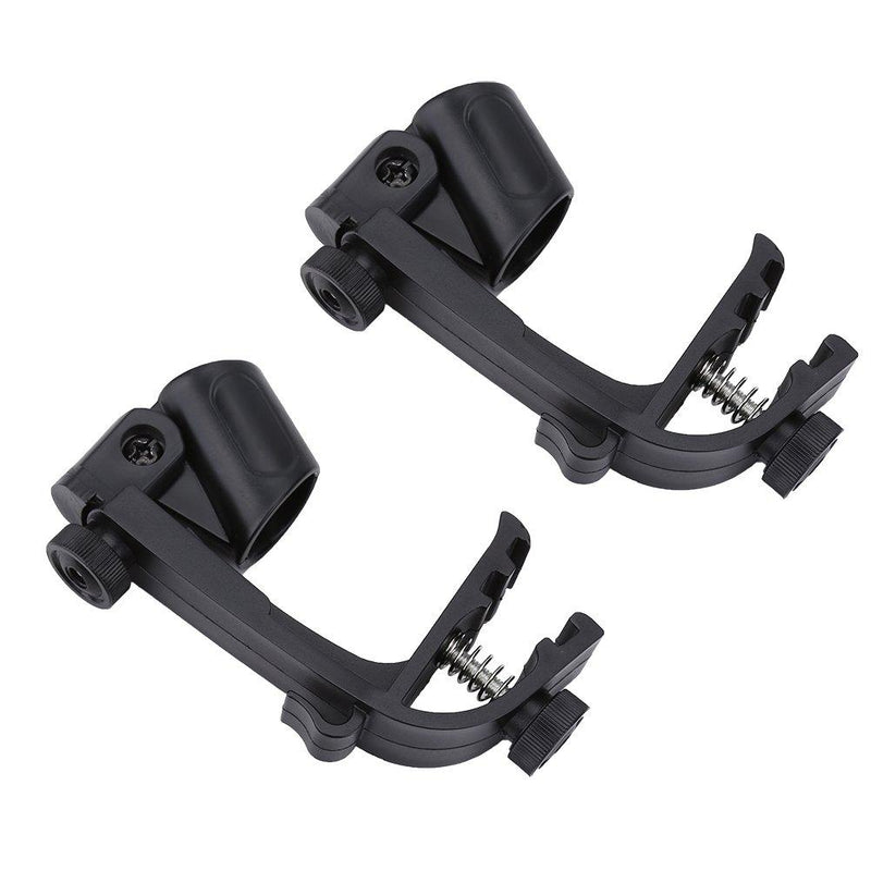 Dilwe Drum Microphone Clips, 2Pcs Adjustable Plastic Shockproof Drum Rim Clamp Microphone Clip Holder Mount (Black)