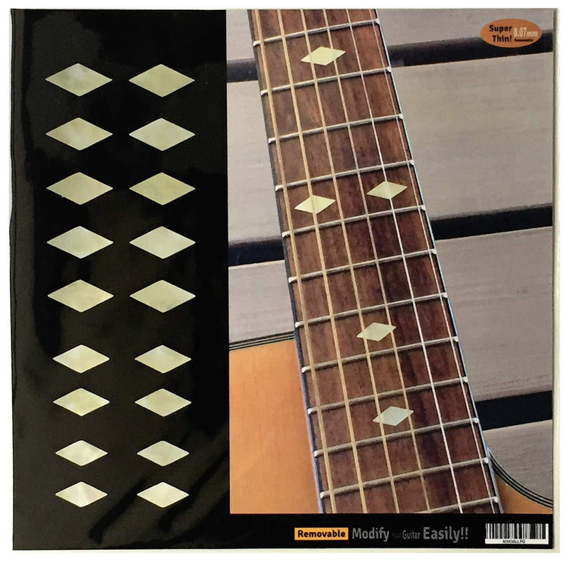 Inlaystickers Fret Markers for Guitars, Bass & Ukuleles - Traditional Diamonds - Aged White Pearl F-307DD-AWP