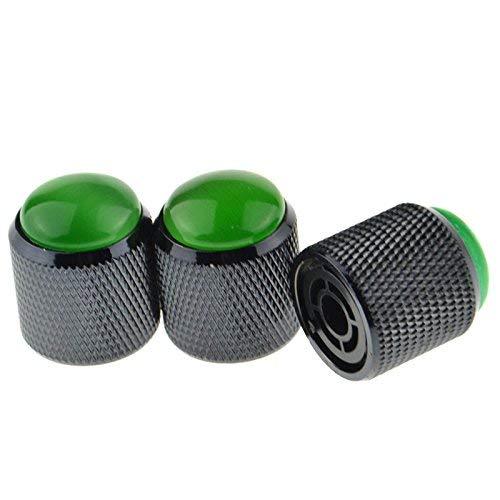 Black+ Green Glass Top Alloy Volume Tone Control Knob for Electric Guitar Pack of 3