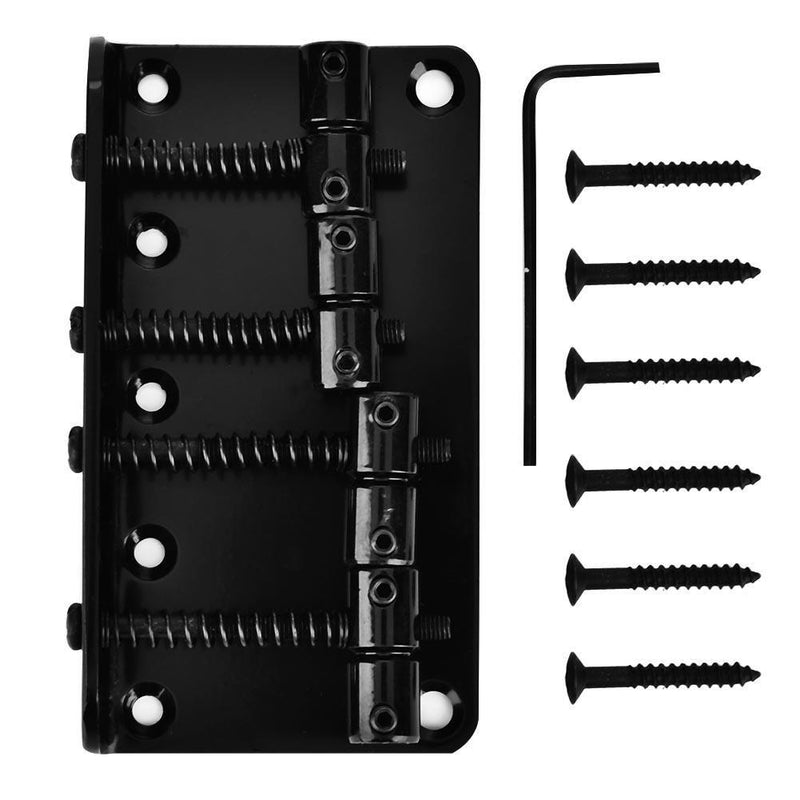 Tbest 4 String Bass Guitar Bridge, Professional Metal Four-String Bass Bridge for 4-String Electric Bass Guitar Black