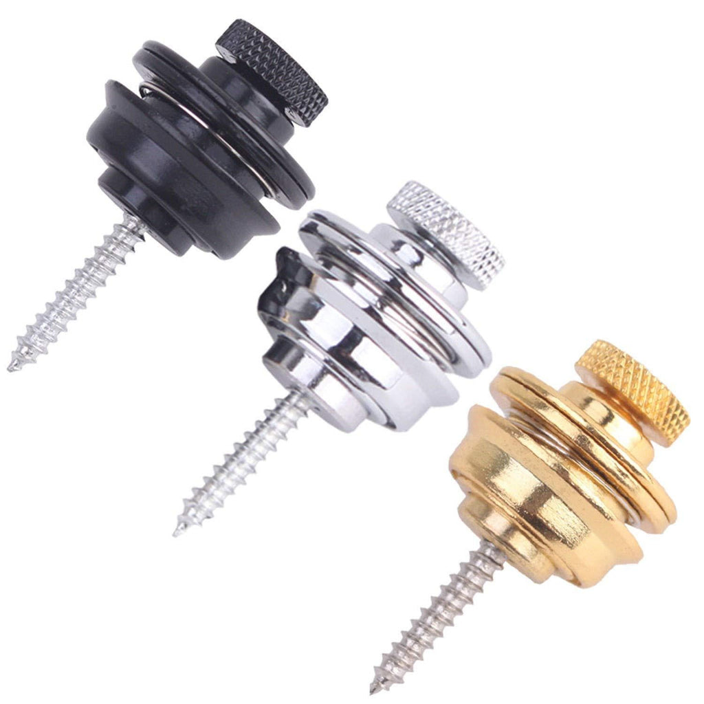 3Pcs Guitar Strap Lock Set Heavy Duty Metal Button Strap lock End Pins Hold Tight with Easy Remove Screw for Electric Acoustic Guitar Bass Ukulele