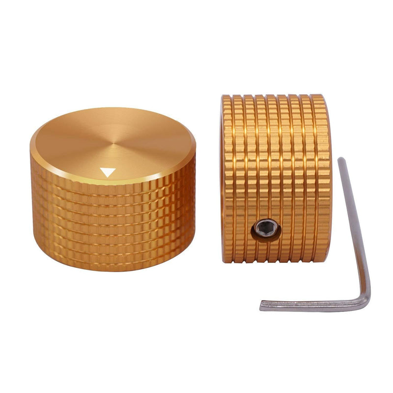 Taiss/ 2pcs Golden color Aluminum Rotary Electronic Control Potentiometer Knob For 6 mm Diameter Shaft, Volume Control Knob, Audio knob, Guitar Knob，Switch Knob, 25mm dia. x 15mm height gold