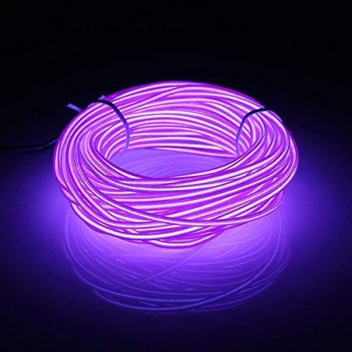 EL Wire 16ft/5m Tube Rope Battery Powered Flexible Portable Light Neon Tube Illumination Electroluminescence Wires Pack Drivers with 3 Modes for Xmas Party Decoration Wedding Pub(Purple)