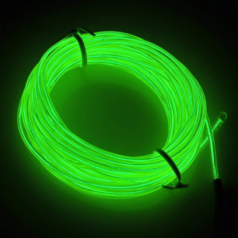 EL Wire, 3 Light Modes Neon Light Portable Battery Powered Electroluminescence Wire Pack Drivers High Brightness for Xmas Party Decoration Wedding Pub (16ft/5m)(Green)