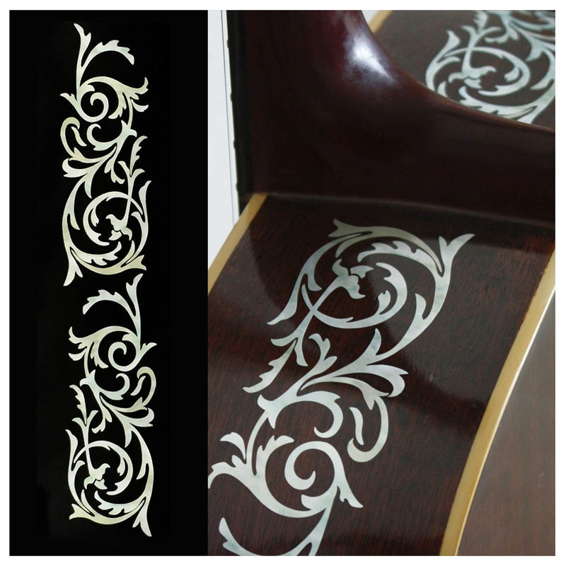 Inlay Stickers for Guitars & Bass - Ornamental Swirl (L&R Set) - WhitePearl, B-166OS-WT