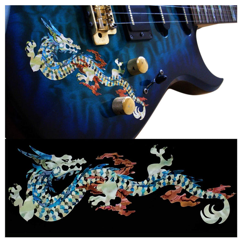 Inlaystickers Guitars & Bass - Fire Dragon - White Pearl B-153FDW-N