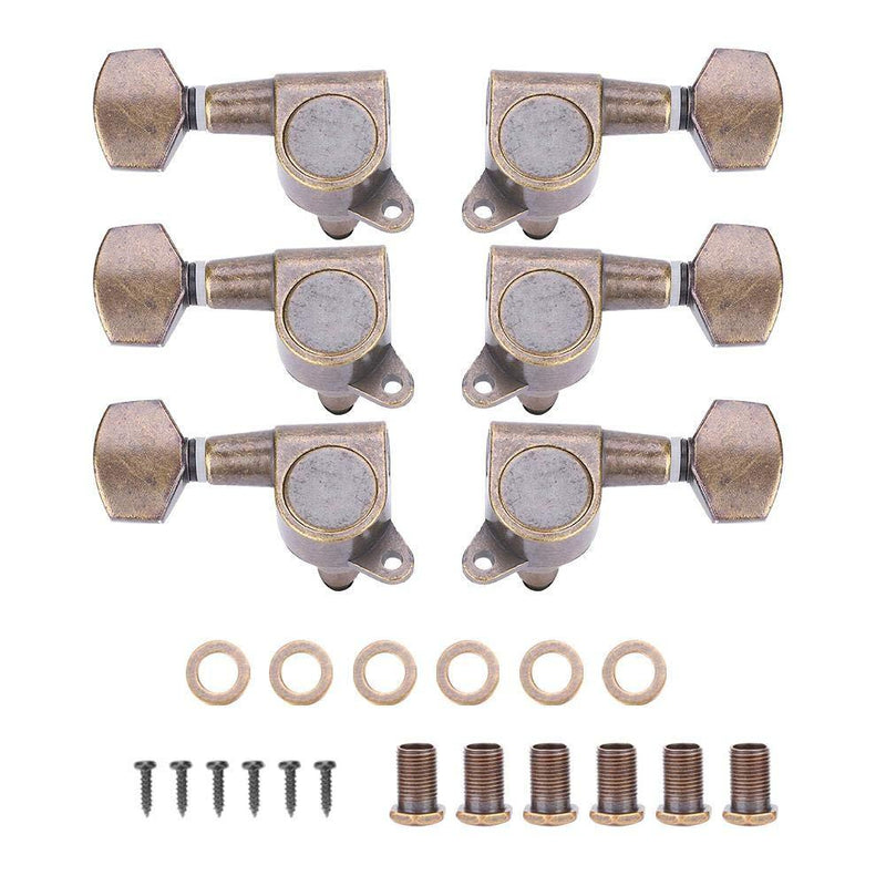 Dilwe Guitar Tuning Peg, 6 Pcs Tuning Pegs Locking Tuners Machine Heads with Ferrules Screws for Acoustic Electric Guitar Accessory 3L3R